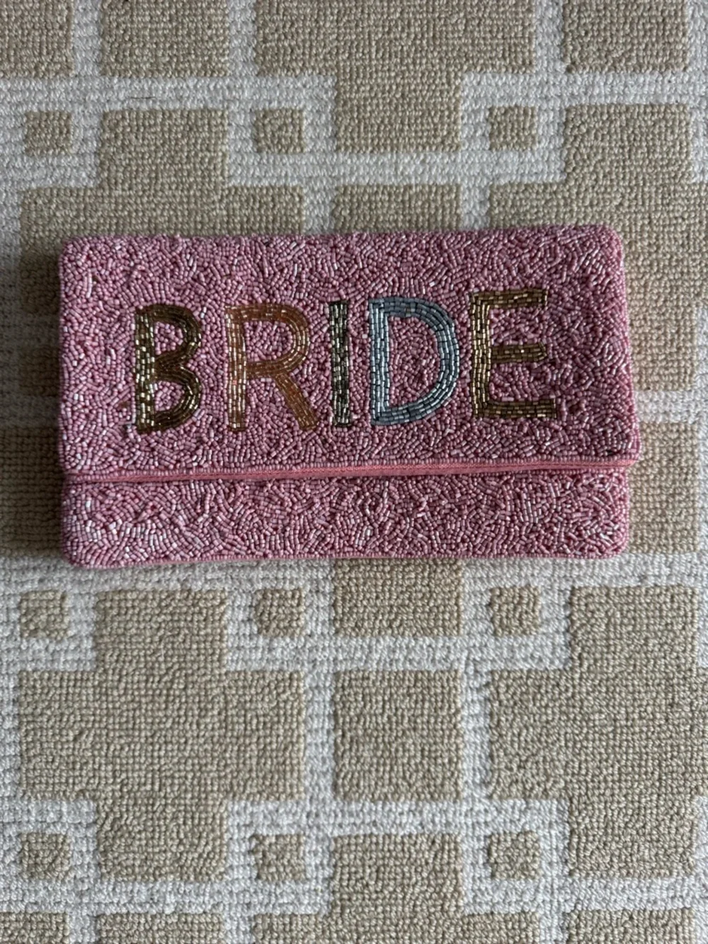 Beaded Bride Clutch Pink Envelope Bridal Wedding Party Bag - Picture 6 of 9